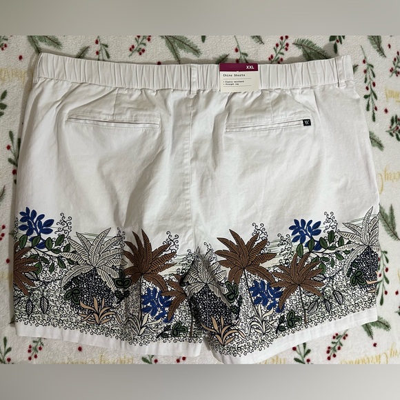 Houston White X Target Mens Chino Shorts Size XXL White Brown Leafs Print NWT. - Picture 7 of 9